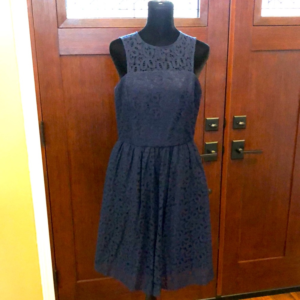 Navy blue lace dress... perfect for wedding or event. Size 6